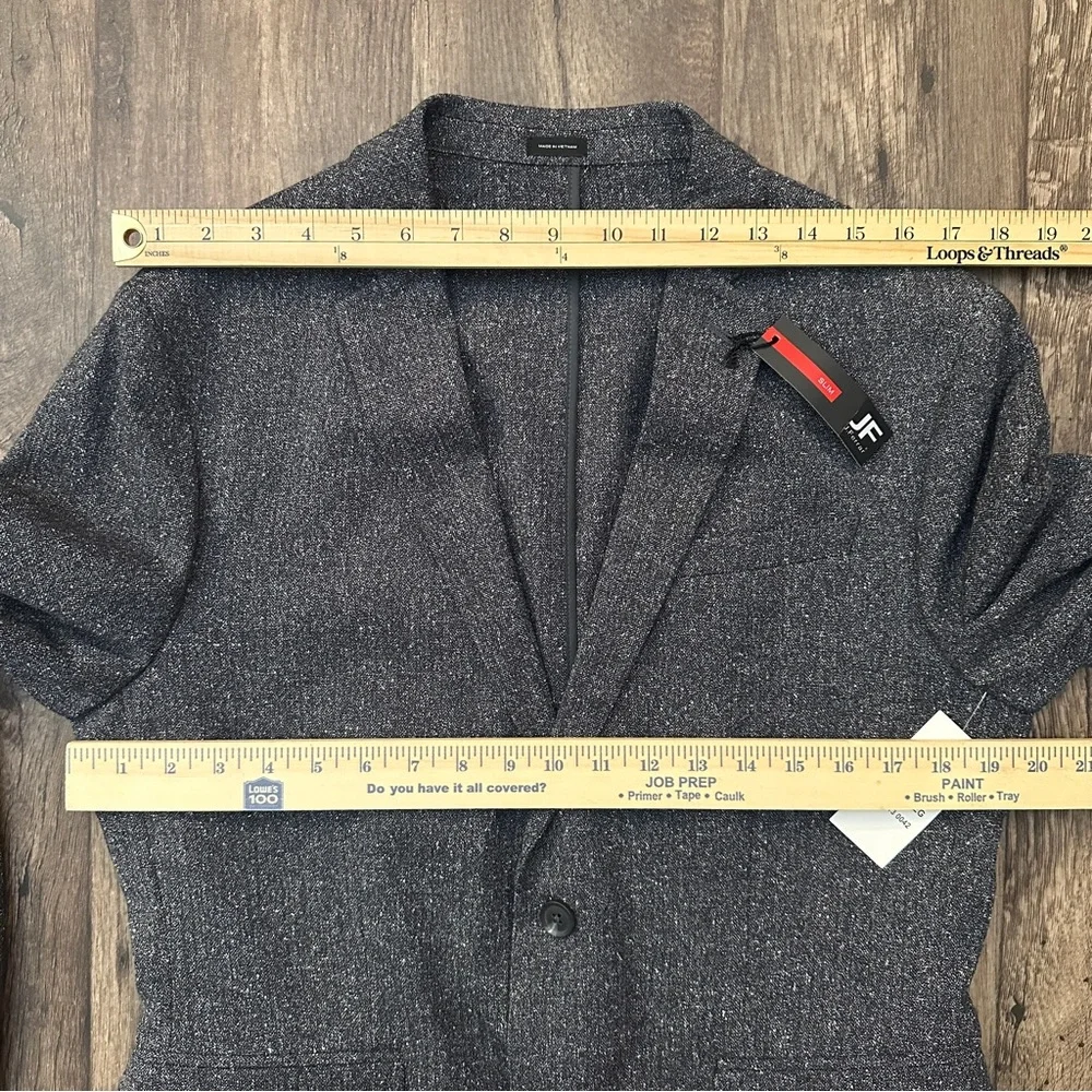 JF J. Ferrar Slim Fit Sport Coat Suit Blazer Mens Size 38/40 Reg Black Text